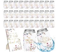 Yuntau Enfriador de latas de boda floral de peonía blanca para invitados Cheers to Love Laughter and I'll Drink Can Cooler, 1 letrero de mesa de boda de madera para despedida de soltera