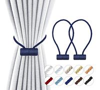 YUNTUOO Alzapaños magnéticos fuertes de 18 pulgadas, alzapaños de cortina modernos, fuertes y resistentes 2021, cuerda decorativa para cortinas (2 unidades, azul marino)