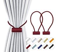 YUNTUOO Alzapaños magnéticos fuertes de 18 pulgadas, alzapaños de cortina modernos, fuertes y resistentes al estilo trenzado 2021 (2 unidades, color borgoña)