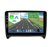 YUNTX [6GB+128GB] Android 15 2 DIN Autoradio para Audi TT MK2 8J 2006-2012-[Integrado CarPlay/Android Auto/DSP/GPS]-IPS 2.5D 9” Touch Screen-CAM+Mic-Dab/Bluetooth 5.0/360 Cámara/Control del Volante