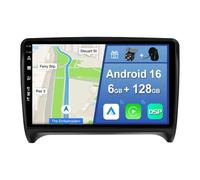 YUNTX [6GB+128GB] Android 16 2 DIN Autoradio para Audi TT MK2 8J 2006-2012-[Integrado CarPlay/Android Auto/DSP/GPS]-IPS 2.5D 9” Touch Screen-CAM+Mic-Dab/Bluetooth 5.0/360 Cámara/Control del Volante