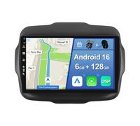 YUNTX Android 16 [6GB+128GB] 2 DIN Autoradio para Jeep Renegade(2015-2018)-[Integrado CarPlay/Android Auto/DSP/GPS]-IPS 2.5D 9”Touch Screen-Cámar Mic-Dab/Bluetooth 5.0/360 Cámara/Control del Volante