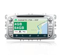 YUNTX PX6 Android 10 Radio para Ford Focus Mondeo/S-MAX/Galaxy/Connect- DSP Integrado - [4G+64G] - GPS 2 DIN - Cámara Gratuita Dab/Control del Volante/WiFi/Bluetooth 5.0/Mirrorlink/HDMI/4K