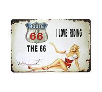 yunuo -I love riding route 66 - Cartel de metal para niñas