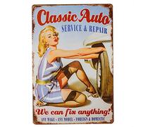 Yunuo Letrero de garaje Pin Up Full Service Vintage Metal Tin Posters Home Wall Decor Art Placa (08)