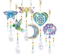 YUNVI 6 Piezas de Pintura de Diamante atrapasueños de Doble Cara, Pintura de Diamante 3D por número, Cristales de Gemas de Diamante, Adornos Colgantes para Adultos y niños