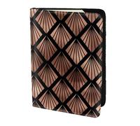 YUNWEIKEJI Abanicos Art Deco De Oro Rosa sobre Negro, Funda para Pasaporte Cartera de Viaje de Cuero PU Funda para Pasaporte Fundas para Pasaporte 5,5 Pulgadas