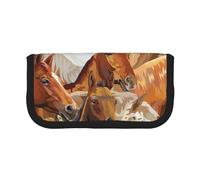 YUNWEIKEJI Acuarela Animal Caballo Impreso, Estuche para lápices, Estuche para lápices de Lona Bolsa para cosméticos de Gran Capacidad
