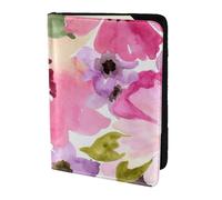 YUNWEIKEJI Acuarela Flores Rosa Fucsia, Funda para Pasaporte Cartera de Viaje de Cuero PU Funda para Pasaporte Fundas para Pasaporte 5,5 Pulgadas