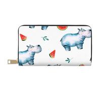 YUNWEIKEJI Acuarela Lindo Hipopótamo Sandía, Carteras Cartera de Gran Capacidad para Hombres y Mujeres Carteras Tarjeta de crédito Cartera de Cuero de Microfibra