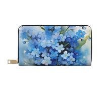 YUNWEIKEJI Acuarela No me Olvides Flores, Carteras Cartera de Gran Capacidad para Hombres y Mujeres Carteras Tarjeta de crédito Cartera de Cuero de Microfibra