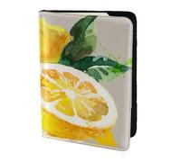 YUNWEIKEJI Acuarela Verano Fruta Limones Hojas Slich, Funda para Pasaporte Cartera de Viaje de Cuero PU Funda para Pasaporte Fundas para Pasaporte 5,5 Pulgadas