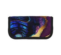 YUNWEIKEJI Ágata Abstracta Púrpura, Azul, Oro, Estuche para lápices, Estuche para lápices de Lona Bolsa para cosméticos de Gran Capacidad