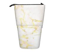 YUNWEIKEJI Agregue Su Texto Mármol Dorado En Blanco Moderno Elegante, Estuche telescópico para lápices, Soporte para lápices con Cremallera, Bolsa de Maquillaje, Bolsa para lápices