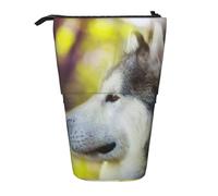 YUNWEIKEJI Alaskan Malamute Bokeh Mascotas Perros Lindo, Estuche telescópico para lápices, Soporte para lápices con Cremallera, Bolsa de Maquillaje, Bolsa para lápices