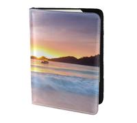 YUNWEIKEJI Amanecer Tropical Palmera Isla, Funda para Pasaporte Cartera de Viaje de Cuero PU Funda para Pasaporte Fundas para Pasaporte 5,5 Pulgadas