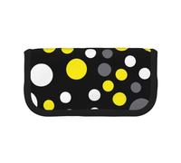 YUNWEIKEJI Amarillo Blanco Lunares Negros, Estuche para lápices, Estuche para lápices de Lona Bolsa para cosméticos de Gran Capacidad