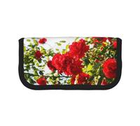 YUNWEIKEJI Arbusto de Rosas Rojas Estampado, Estuche para lápices, Estuche para lápices de Lona Bolsa para cosméticos de Gran Capacidad