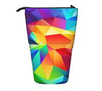 YUNWEIKEJI Arcoiris geométrico, Estuche telescópico para lápices, Soporte para lápices con Cremallera, Bolsa de Maquillaje, Bolsa para lápices