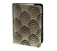 YUNWEIKEJI Art Déco Champaigne Negro Escamas de Oro Conchas Marinas, Funda para Pasaporte Cartera de Viaje de Cuero PU Funda para Pasaporte Fundas para Pasaporte 5,5 Pulgadas