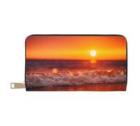 YUNWEIKEJI Atardecer con Olas del Mar Estampado, Carteras Cartera de Gran Capacidad para Hombres y Mujeres Carteras Tarjeta de crédito Cartera de Cuero de Microfibra