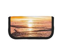 YUNWEIKEJI Atardecer en la Playa del mar, Estuche para lápices, Estuche para lápices de Lona Bolsa para cosméticos de Gran Capacidad