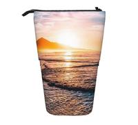 YUNWEIKEJI Atardecer en la Playa del mar, Estuche telescópico para lápices, Soporte para lápices con Cremallera, Bolsa de Maquillaje, Bolsa para lápices