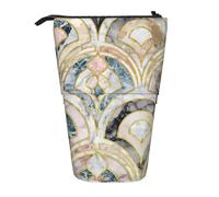 YUNWEIKEJI Azulejos Art Déco de mármol con patrón de Pasteles Suaves, Estuche telescópico para lápices, Soporte para lápices con Cremallera, Bolsa de Maquillaje, Bolsa para lápices