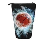 YUNWEIKEJI Baloncesto Abstracto, Estuche telescópico para lápices, Soporte para lápices con Cremallera, Bolsa de Maquillaje, Bolsa para lápices