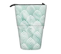 YUNWEIKEJI Básculas Aqua Mint Blanco Geometría Mármol, Estuche telescópico para lápices, Soporte para lápices con Cremallera, Bolsa de Maquillaje, Bolsa para lápices