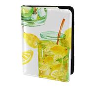YUNWEIKEJI Bebida Cóctel Limón Hielo, Funda para Pasaporte Cartera de Viaje de Cuero PU Funda para Pasaporte Fundas para Pasaporte 5,5 Pulgadas