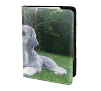YUNWEIKEJI Bedlington Terrier Perros Divertidos Perros Peludos Mascotas, Funda para Pasaporte Cartera de Viaje de Cuero PU Funda para Pasaporte Fundas para Pasaporte 5,5 Pulgadas