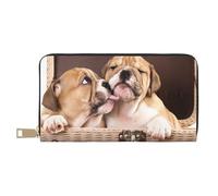 YUNWEIKEJI Besar Cachorros de Bulldog inglés, Carteras Cartera de Gran Capacidad para Hombres y Mujeres Carteras Tarjeta de crédito Cartera de Cuero de Microfibra