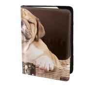 YUNWEIKEJI Besar Cachorros de Bulldog inglés, Funda para Pasaporte Cartera de Viaje de Cuero PU Funda para Pasaporte Fundas para Pasaporte 5,5 Pulgadas