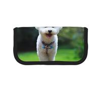 YUNWEIKEJI Bichón Frisé Bokeh Mascotas Perros Parque Perros Blancos, Estuche para lápices, Estuche para lápices de Lona Bolsa para cosméticos de Gran Capacidad