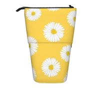 YUNWEIKEJI Blanco Aster Margarita Amarillo, Estuche telescópico para lápices, Soporte para lápices con Cremallera, Bolsa de Maquillaje, Bolsa para lápices