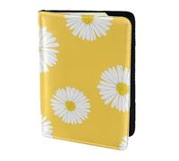 YUNWEIKEJI Blanco Aster Margarita Amarillo, Funda para Pasaporte Cartera de Viaje de Cuero PU Funda para Pasaporte Fundas para Pasaporte 5,5 Pulgadas