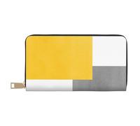 YUNWEIKEJI Bloque Geométrico Blanco Gris Amarillo, Carteras Cartera de Gran Capacidad para Hombres y Mujeres Carteras Tarjeta de crédito Cartera de Cuero de Microfibra
