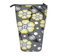YUNWEIKEJI Borde Nevado De Flor Estrella Gris Y Amarilla, Estuche telescópico para lápices, Soporte para lápices con Cremallera, Bolsa de Maquillaje, Bolsa para lápices
