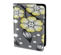 YUNWEIKEJI Borde Nevado De Flor Estrella Gris Y Amarilla, Funda para Pasaporte Cartera de Viaje de Cuero PU Funda para Pasaporte Fundas para Pasaporte 5,5 Pulgadas