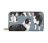 YUNWEIKEJI Border Collie Azul, Carteras Cartera de Gran Capacidad para Hombres y Mujeres Carteras Tarjeta de crédito Cartera de Cuero de Microfibra