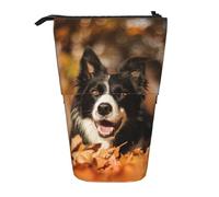 YUNWEIKEJI Border Collie Bokeh Otoño Border Collie Negro, Estuche telescópico para lápices, Soporte para lápices con Cremallera, Bolsa de Maquillaje, Bolsa para lápices