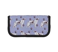 YUNWEIKEJI Borzoi y Huellas de Patas, Estuche para lápices, Estuche para lápices de Lona Bolsa para cosméticos de Gran Capacidad