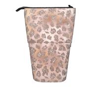 YUNWEIKEJI Brillo de Tigre de Oro Rosa, Estuche telescópico para lápices, Soporte para lápices con Cremallera, Bolsa de Maquillaje, Bolsa para lápices