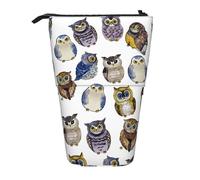 YUNWEIKEJI Búhos Lindos Acuarela, Estuche telescópico para lápices, Soporte para lápices con Cremallera, Bolsa de Maquillaje, Bolsa para lápices
