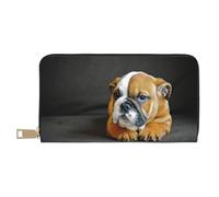 YUNWEIKEJI Bulldog Inglés arrodillado, Carteras Cartera de Gran Capacidad para Hombres y Mujeres Carteras Tarjeta de crédito Cartera de Cuero de Microfibra