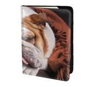 YUNWEIKEJI Bulldogs Ingleses Bozal Mascotas Perros Durmiendo, Funda para Pasaporte Cartera de Viaje de Cuero PU Funda para Pasaporte Fundas para Pasaporte 5,5 Pulgadas
