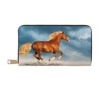 YUNWEIKEJI Caballo Corriendo Rojo, Carteras Cartera de Gran Capacidad para Hombres y Mujeres Carteras Tarjeta de crédito Cartera de Cuero de Microfibra