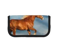YUNWEIKEJI Caballo Corriendo Rojo, Estuche para lápices, Estuche para lápices de Lona Bolsa para cosméticos de Gran Capacidad