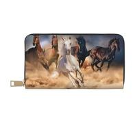 YUNWEIKEJI Caballo Salvaje Corriendo contra la tormenta de Arena, Carteras Cartera de Gran Capacidad para Hombres y Mujeres Carteras Tarjeta de crédito Cartera de Cuero de Microfibra